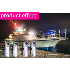 FICBOX LED Boat Light,LED Navigation Lights Kit for Boat Kayak, Stern Lights Battery Operated, Rechargeable LED Lights, Bike Tail Light, 4 Light Options (White)