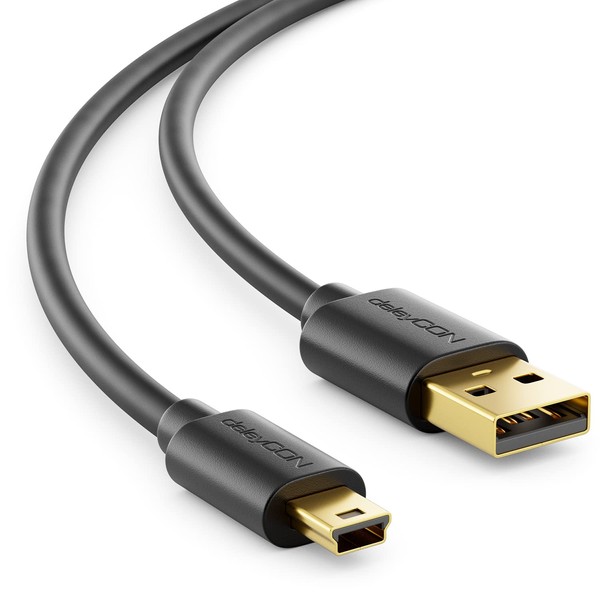 deleyCON 3,0m Mini USB 2.0 High Speed Kabel - Ladekabel