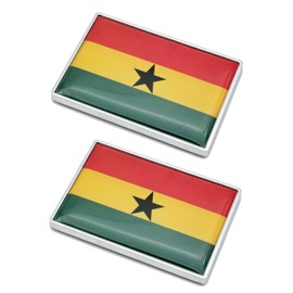 2 Pcs 3D Ghana Ghanaians Flag Metal Car Stickers Chrome Decals,2.3 x 1.6 Inch Metal Truck Stickers,Patriotic Car Motorcycle Emblem.