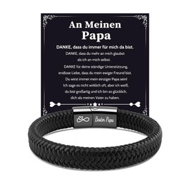 VU100 Ich Liebe Dich Gifts for Men, An Meinen Sohn/Mann/Papa/Bruder Leather Bracelet Men's with Engraving Birthday Christmas Gift for Him Boyfriend Husband Boys Valentine's Day Anniversary Gift