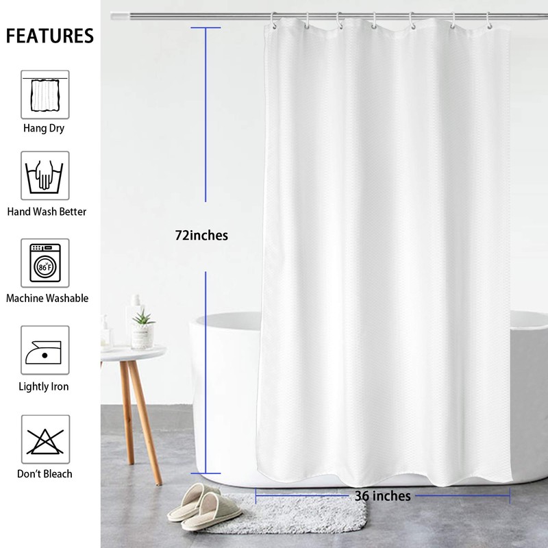AooHome 36x72 Inch Shower Curtain, Stall Size Fabric Weave Waffle