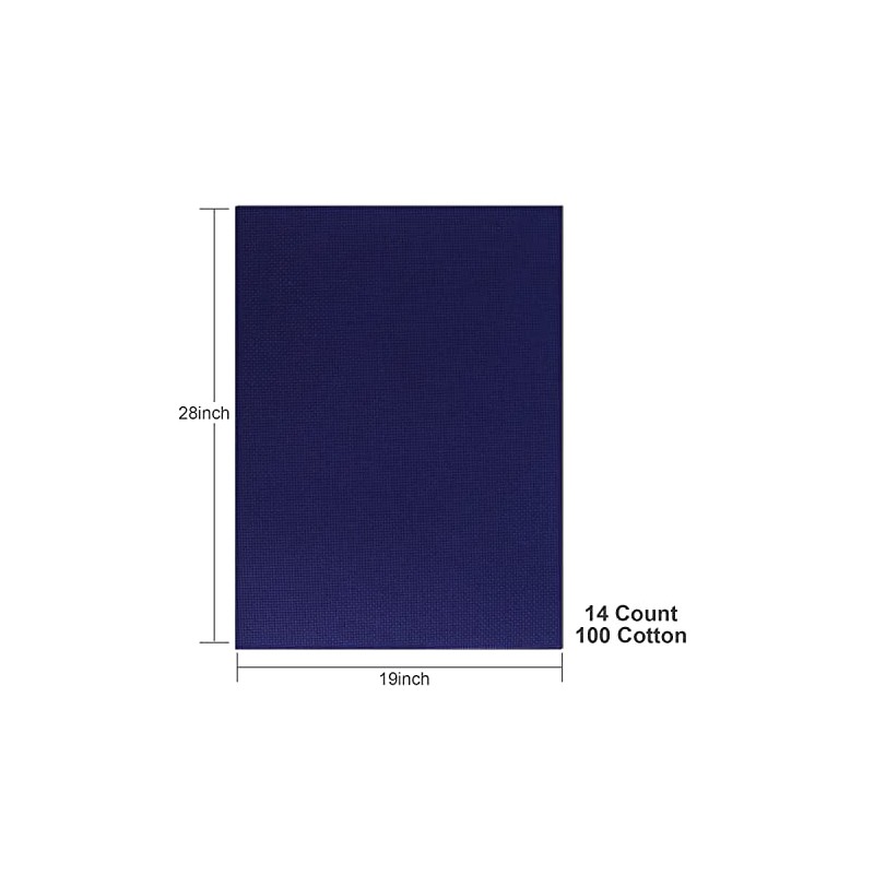 Aida Cloth 14 Count Cross Stitch Fabric,19√ó28inch (14CT, Navy)