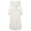 Women Long Sleeve Maxi Dress Fairy Smocked Waist A Line Casual Tiered Dress White L