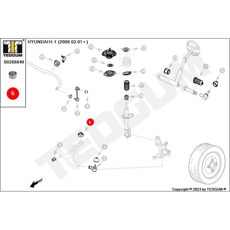 TEDGUM 00288849 BUCHSE UNTERER QUERLENKER VORNE