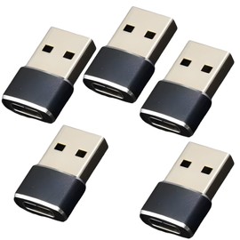 TV xStream USB to USB C Adapter Type-C Female to USB Male Converter for Fast Charging and Data Transfer - Compact Design, 480Mbps Data Speed, Black 5 Pack