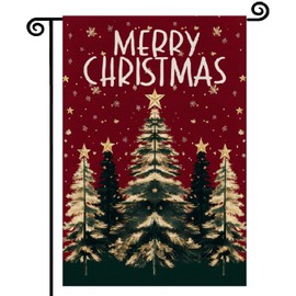 Merry Christmas Garden Flag,12x18 Inch Double Sided Outside Garden Flag, Christmas Tree Snowflake Winter Holiday Yard Outdoor Decorative Flag for Outesid