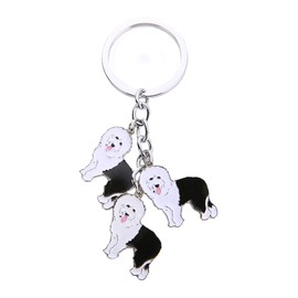 BBEART Dog Keychain, Pet Pendant Key-Ring, Cute Puppy ID Tags Metal Key Ring for Dog Lover (Old English Sheepdog)
