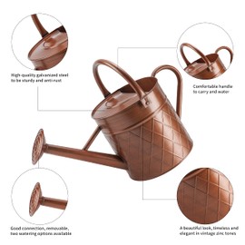 BLstyle 1.75 Gallon Outdoor Metal Watering Can for Garden Plants,Copper Color Watering Can with Removable Spray Spout, Ideal for Outdoor Use (Copper)
