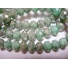 Czech 25 beads - 8x6mm Mint Green with Silver Wash
