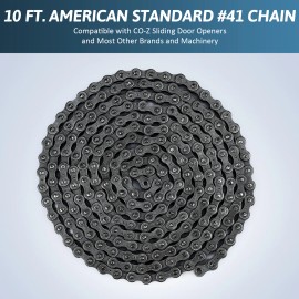 CO-Z 41 Roller Chain for Electric Gate Openers with 2 Connecting Links 10' Chain