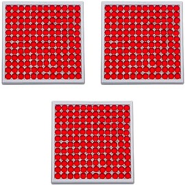 Stephanie Imports Set of 3 Double Sided Magnifying Square Compact Mirrors with Rhinestones (Red)