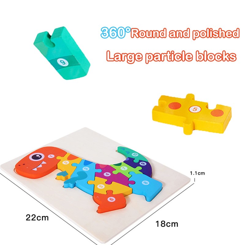 Wooden Puzzles Dinosaur Animals Jigsaws puzzle Toys for Kids 3