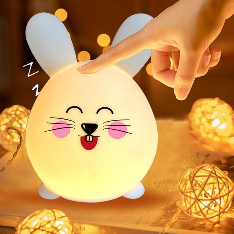 Silicone Night Light Cute Cartoon Mouse USB Rechargeable Tap Control