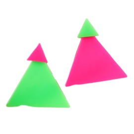 Retro 80s Neon Earrings Colorful Square and Triangle Acrylic Earrings 80s 90s Outfits Neon Party Accessories-B Green/Hot Pink