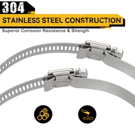 4 Inch (Diameter) Hose Clamp, 304 Stainless Steel Quick-Screw Dryer Vent Clamp, Adjustable 3.5″ to 4.3″ Worm Gear Hose Clamps for Air Ducting, Dust Collection, Automotive, 4 Pack