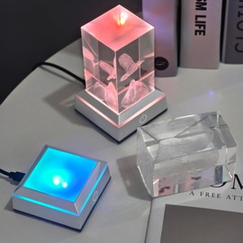 vskikris Museum-Style Lighting Base for Feng Shui Crystals - USB/Battery Operated LED Platform for Window Display & Tabletop Decor set of 4 -no cubes