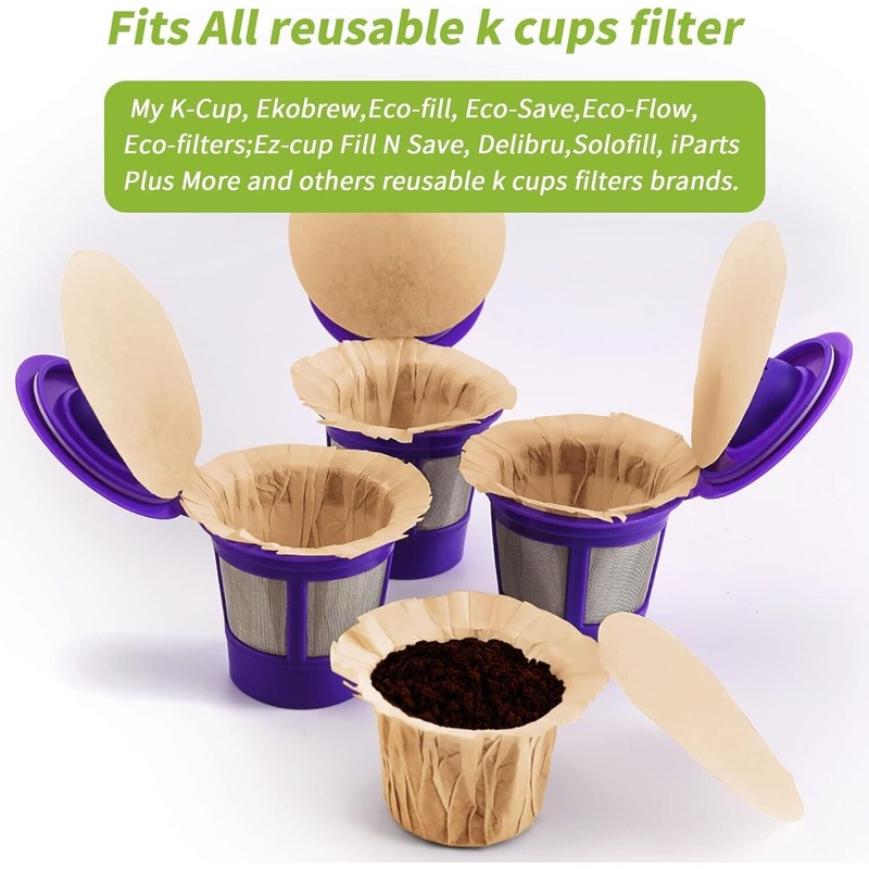 N/A Unbleached K Cup Disposable Paper Filters with Lid for