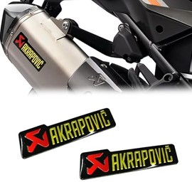2 Pcs 3D Motorcycle Akrapovic Exhaust Aluminium Sticker Heat Resistant Decals