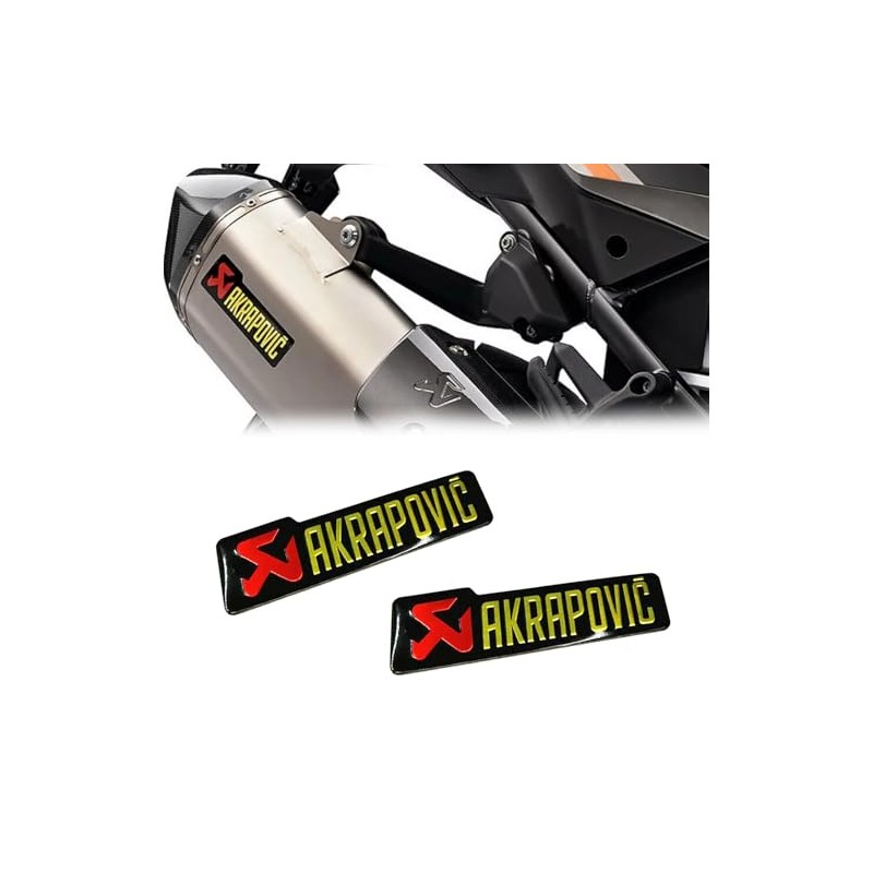 2 Pcs 3D Motorcycle Akrapovic Exhaust Aluminium Sticker Heat Resistant