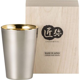 Wahei Freiz Tsubamesanjo TY-070 Takumiya Stainless Steel Tumbler, 9.1 fl oz (270 ml), Gold Plated Inner Surface, Double Layer Construction, Heat Retention, Cold Retention