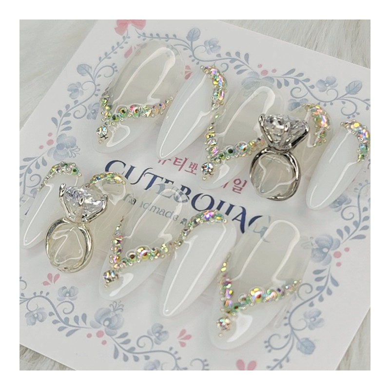 Marriage Glam Handmade Nail Tips - Oval S / 메리지