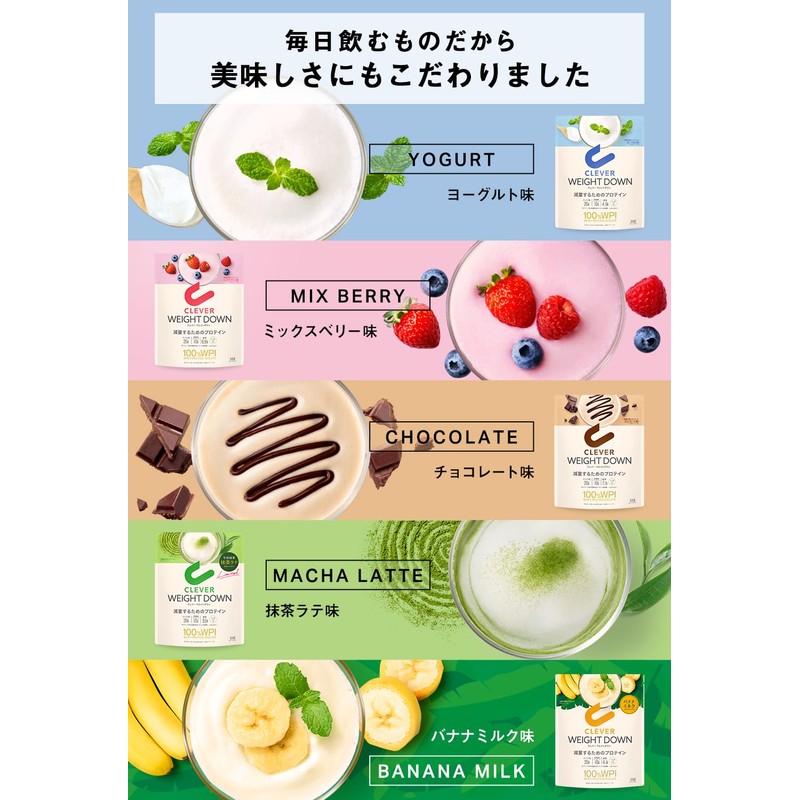 クレバー ホエイプロテイン [WPI100%] ウエイトダウン ミックスベリー味 630g [イヌリン 乳酸菌配合]