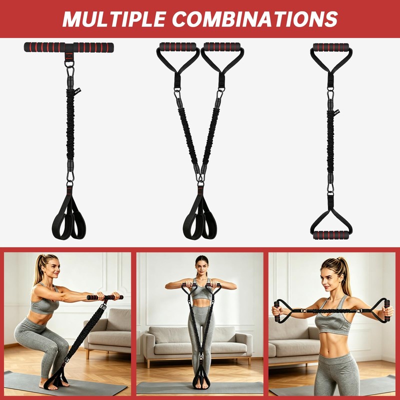 MENOLY Multifunction Pedal Resistance Band with Handle, 3 Different Levels