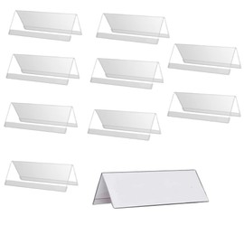 Naisfei 10 Pcs Clear Acrylic Sign Display Holder, Slant Back Clear Paper Frames, Acrylic Sign Display Holder Price Name Card Label Slant Back Tag Stand, for Office, Store, Restaurant (20cmx8cm)