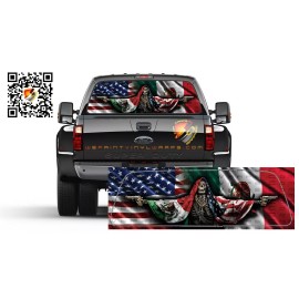 Unbranded Mexican & American Flag Santa Muerte Bandera de México Rear Window Perforated