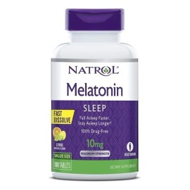 Natrol Melatonina 10 mg  100 tabletas de disolucin rpida sabor ctrico, frmula vegetariana, sin gluten ni OMG, sin necesidad de agua, ideal para...    