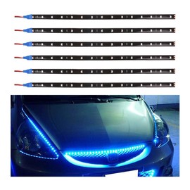 6PCS LED Strip Auto Underbody Light, 12V 1Ft Flexible Waterproof Underglow Strip, High Brightness Car/Truck/Boat Decoration Light (Blue)