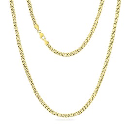 Chain necklace, gold plated stainless steel Cuban chain 4/5mm, durable and fast fading, Hip Hop men's jewelry, thin gold chain men's silver chain for men and women 50cm/55cm (Golden 4mm, 21 inches)