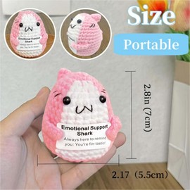 1 Pcs Positive Crochet Shark Gifts, Crocheted Emotional Support Animal,Cute Sharks Doll,Soothing Charms,Unique Birthday Shark Lovers Friends Women Men (Pink)