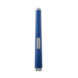 Colibri Aura 10mm Flat Flame Lighter - Elegant and Windproof with Refillable Butane, Ideal for Cigars & Candles, with Single-Action Ignition (Matte Blue & Chrome)