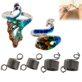 WKRTDY Adjustable Knitting Thimbles - Set of 6 - Knitting Ring with Yarn Guide and Finger Holder in Two Sizes - Perfect Accessory for Crochet and Knitting