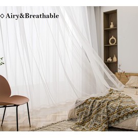 PI Outdoor Sheer Curtains Panels,Grommet Top Casual Voile Sheer Draperies for Yard/Porch 2 Panels (W52 X L95, Ivory)