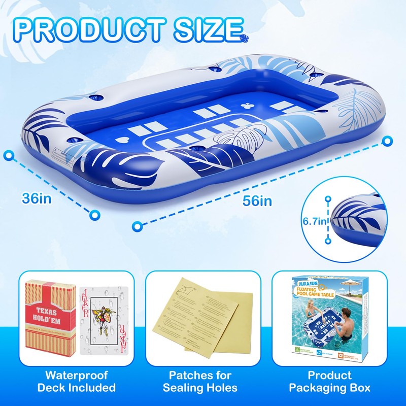 56IN Oversize Floating Card Game Table for Pool with Waterproof