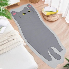 NIGOWAYS Cat Mat - Cute Doormat,Non-Slip Long Cat Rug for Sofa, Floor Rugs for Bedroom, Entrance,Living Room, Kitchen,Grey,24''x 63''