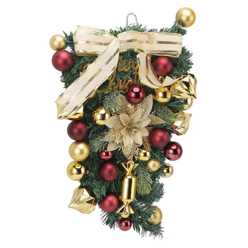 Christmas Inverted Tree Wreath Door Hanging Electroplated Ball Rattan Garland