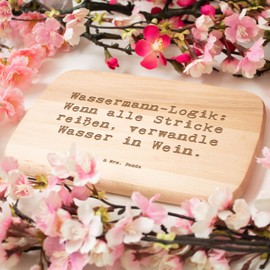 Mr. & Mrs. Panda Breakfast Board Saying Aquarius Logic - Gift, Creativity, Wooden Chopping Board, Breakfast Board, Creative