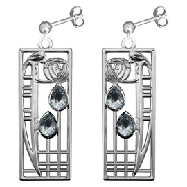 CHARLES RENNIE MACKINTOSH Silver Earrings - Lover. Jewellery gift box included. 393