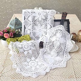 Yulakes Pack of 2 Oval Hand Crocheted Doilies, Handmade Lace Doilies, Cotton Placemat Flower Mat, Lace Doilies, Crochet Doilies, Tablecloth, Handmade Full Crochet Doilies, 25 x 30 cm