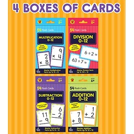 Carson Dellosa Education Carson Dellosa 4-Pack Math Flash Cards for Kids Ages 4-8, 211 Addition and Subtraction Flash Cards and Multiplication and Division Flash Cards for Kindergarten, 1st, 2nd, 3rd, 4th, 5th & 6th Grade
