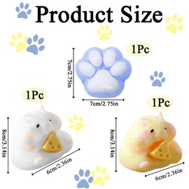 3 Pcs Taba Squishy Kit, Cute Hamster Squishy Compact and Mini Animals Cat Squishy Hamster, fufu squishy for Stress Relief Children and Adults Birthday Gifts (Blue,White and Yellow)