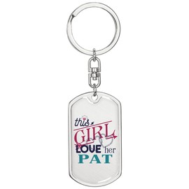 Pat Keychain With Name - This Girl Loves Her Pat - Couple Gift Keychain for Boyfriend Husband from Wife Girlfriend - Wedding Anniversary Valentine Christmas Key Ring