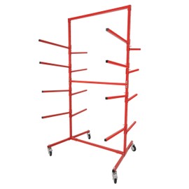 KUAFU Mobile Bumper Storage Rack Auto Body Parts Management Storage Rack Standing Shelf Red Double-Sided