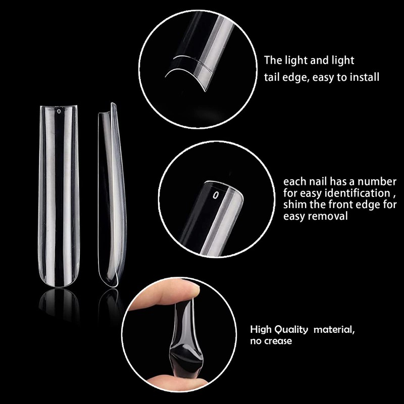 Pack of 240 False Nails Tips, 12 Sizes Nail Extensions