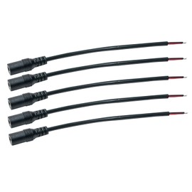JacobsParts (5-Pack) DC Power Pigtail Female Barrel Jack 6-Inch Wire 5.5mm x 2.1mm for LED Strip Light, CCTV Security Camera, DVR, and Other Low Voltage Applications