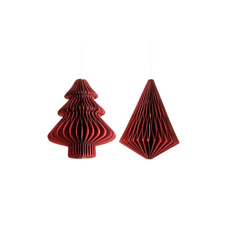 Sass & Belle Deep Red Tree & Diamond Paper Honeycomb