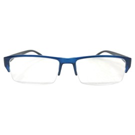 Incredible Bargains The Logan Half-Rim Readers, Stylish Rectangle Half Frame Reading Glasses + 2.00 Blue